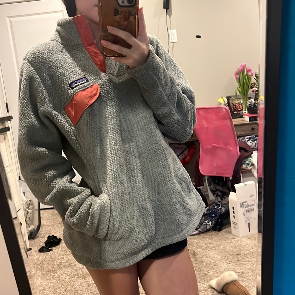 Grey and Coral Patagonia Jacket Size M